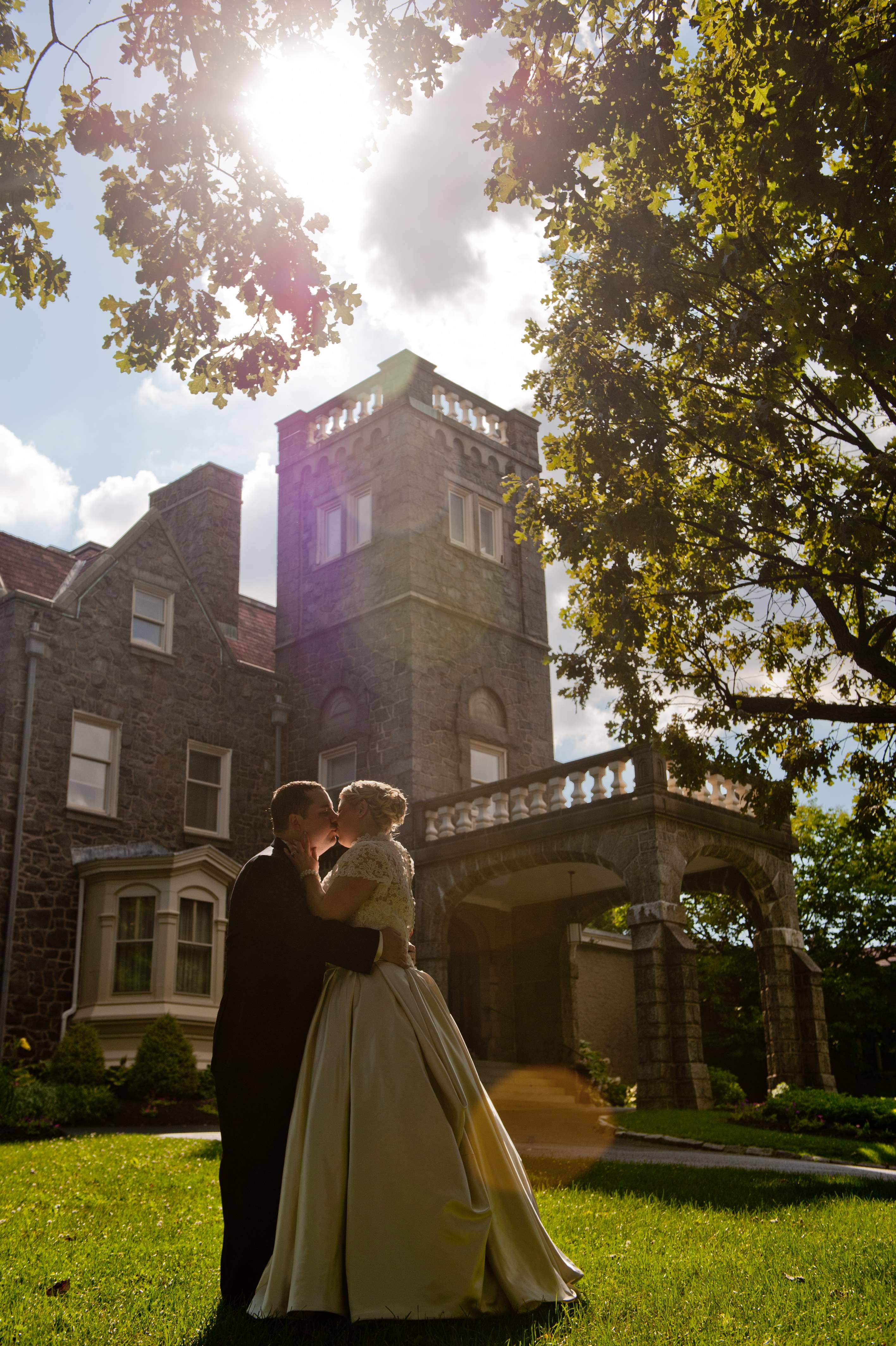 Whist couple outside the mansion